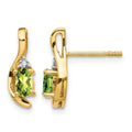 14k Peridot and Diamond Post Earrings