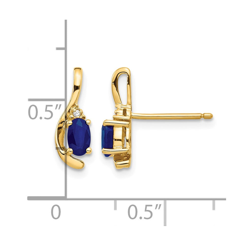 14k Sapphire and Diamond Post Earrings
