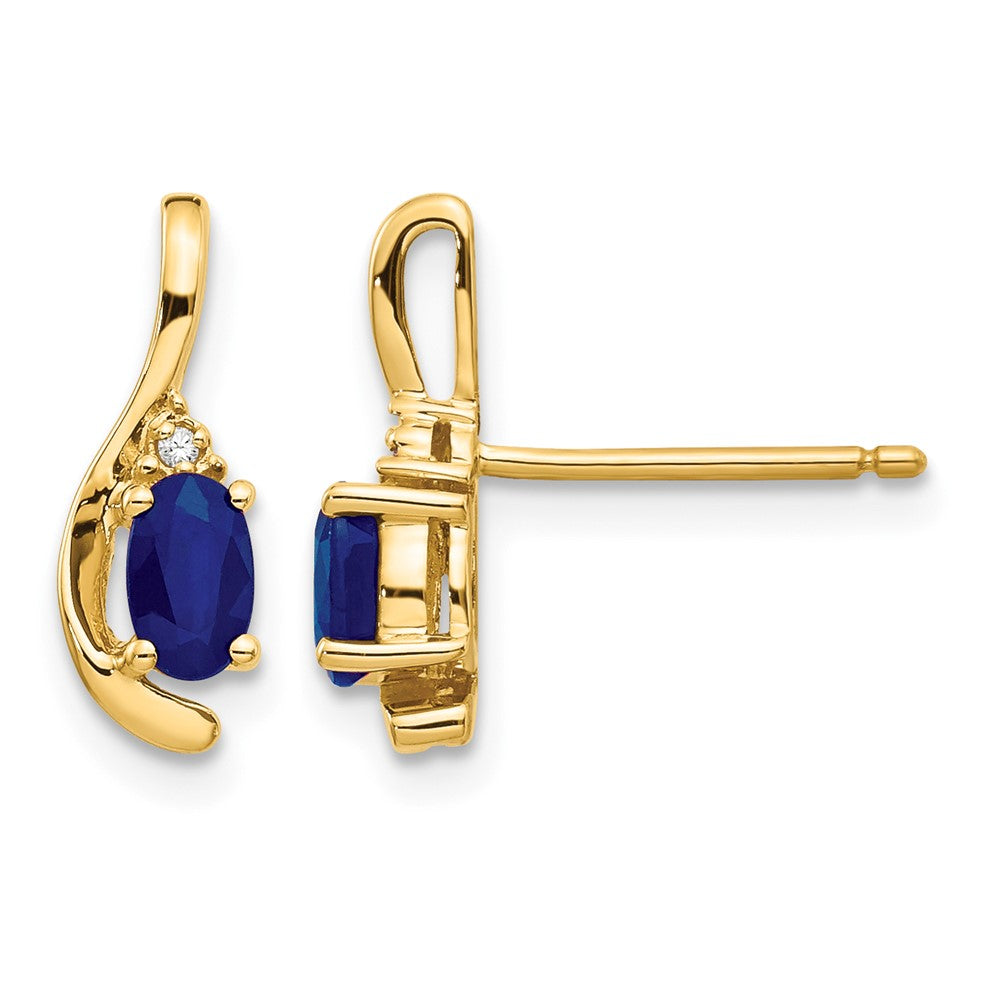 14k Sapphire and Diamond Post Earrings