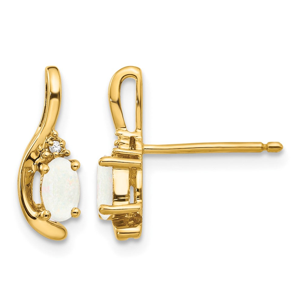 14k Opal and Diamond Post Earrings