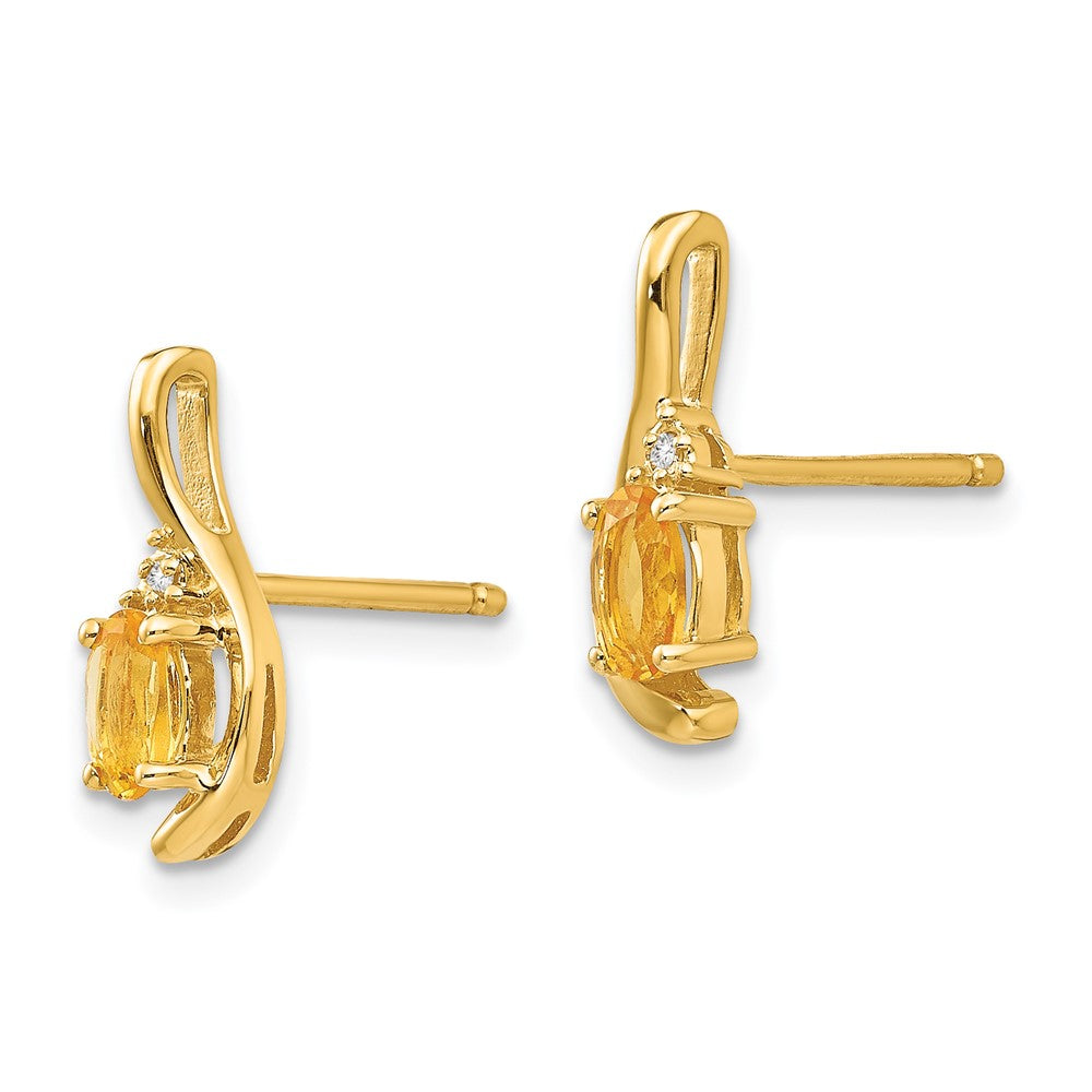 14k Citrine and Diamond Post Earrings