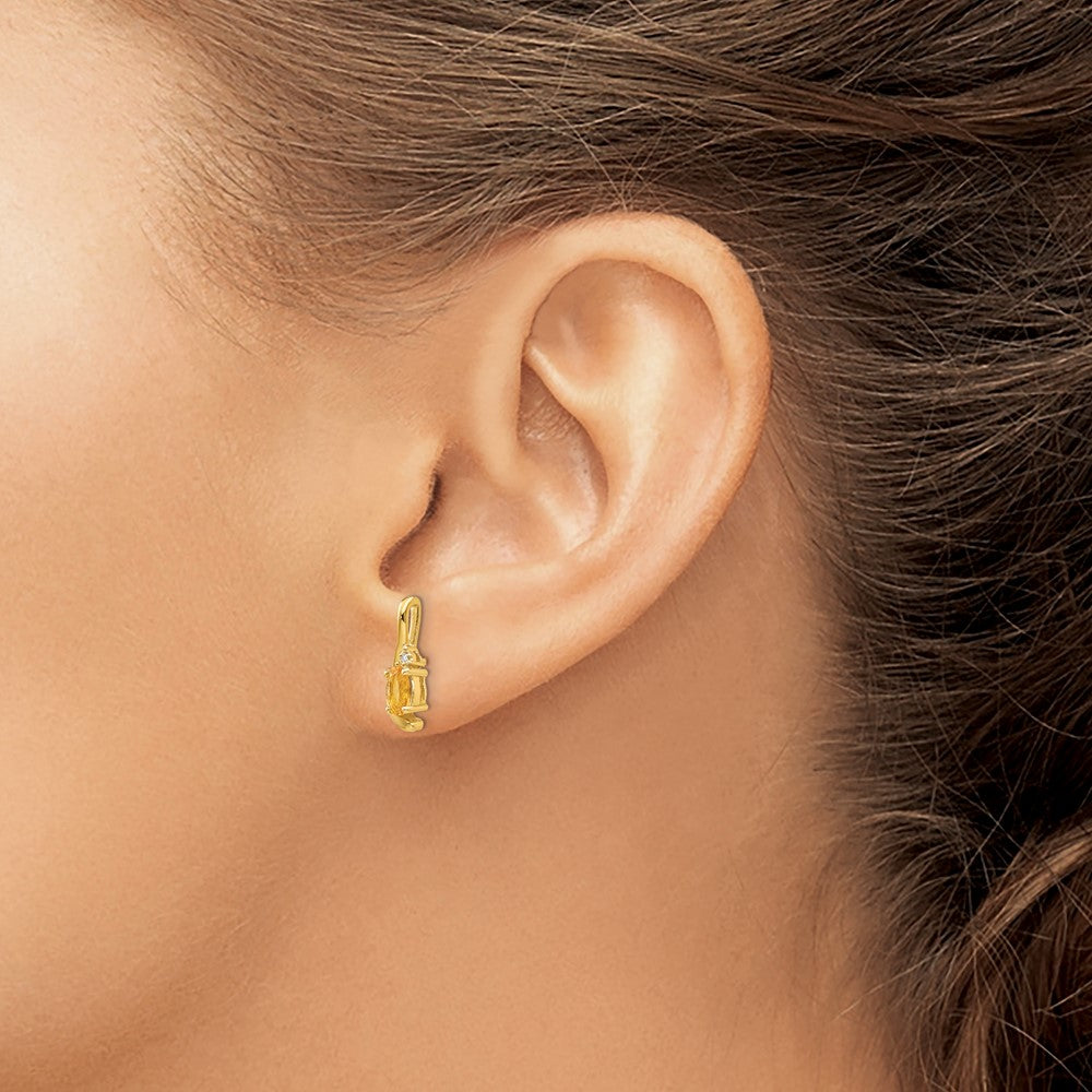 14k Citrine and Diamond Post Earrings
