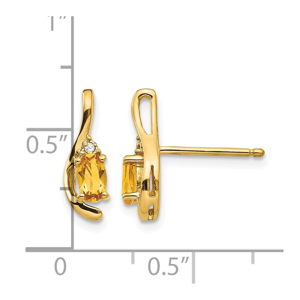 14k Citrine and Diamond Post Earrings