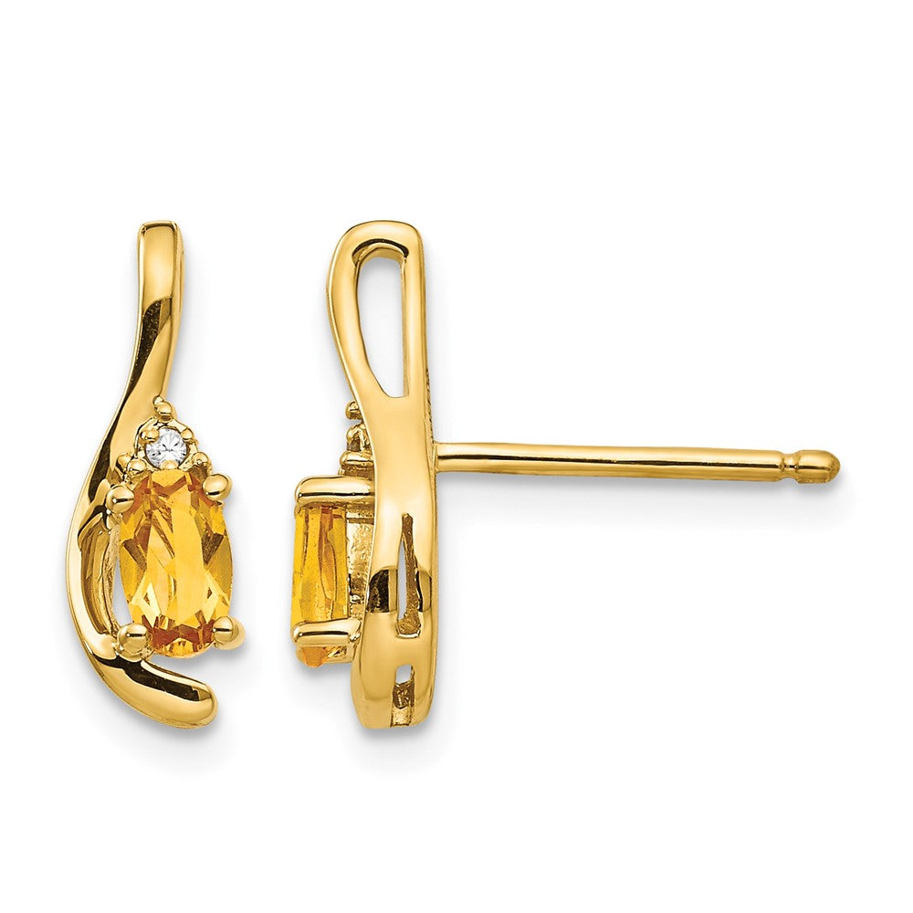 14k Citrine and Diamond Post Earrings