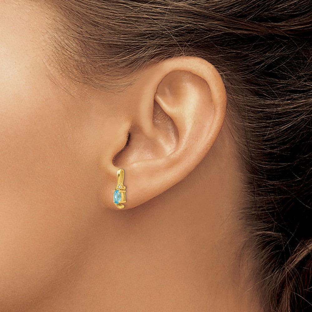 14k Blue Topaz and Diamond Post Earrings