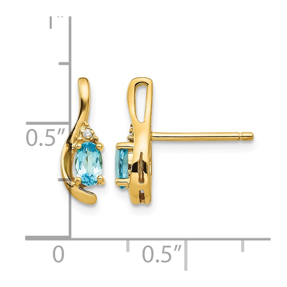 14k Blue Topaz and Diamond Post Earrings