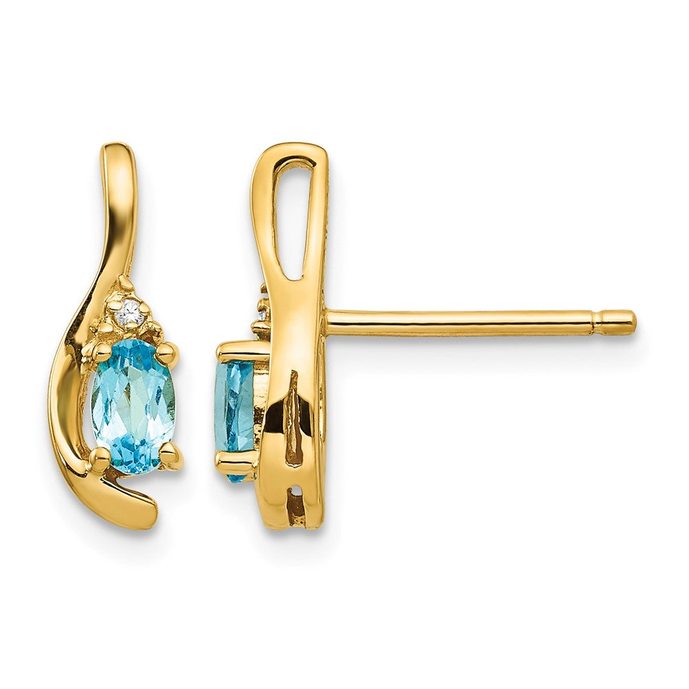 14k Blue Topaz and Diamond Post Earrings