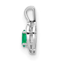 14k White Gold Emerald and Diamond Heart Pendant