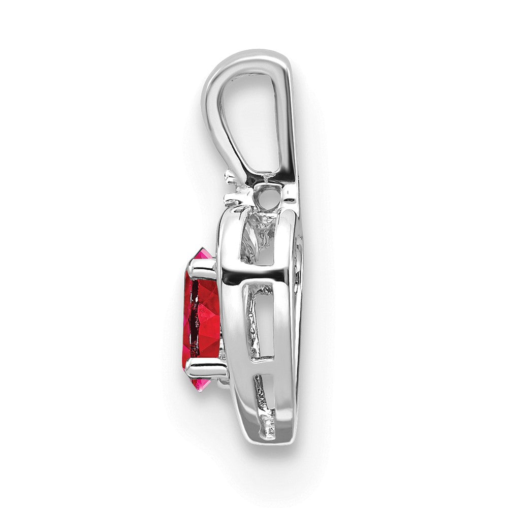 14k White Gold Ruby and Diamond Heart Pendant