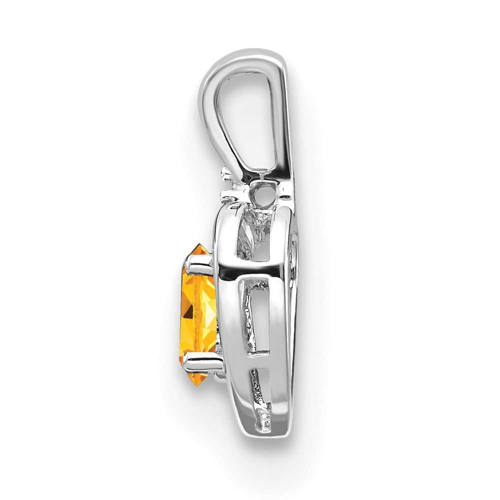 14k White Gold Citrine and Diamond Heart Pendant