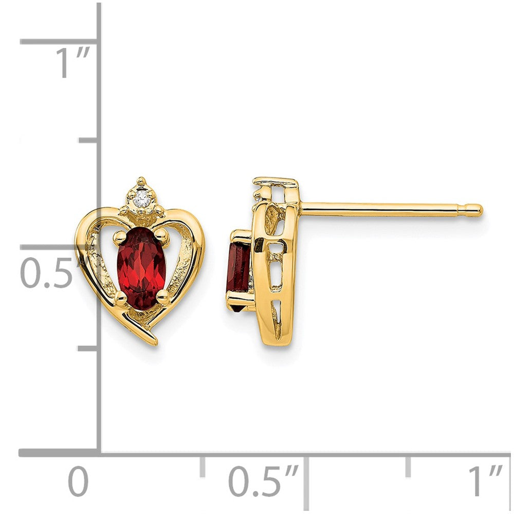 14k Garnet and Diamond Heart Earrings