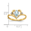 14k Aquamarine and Diamond Heart Ring