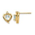 14k Aquamarine and Diamond Heart Earrings