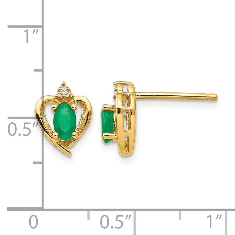 14k Emerald and Diamond Heart Earrings