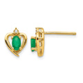 14k Emerald and Diamond Heart Earrings