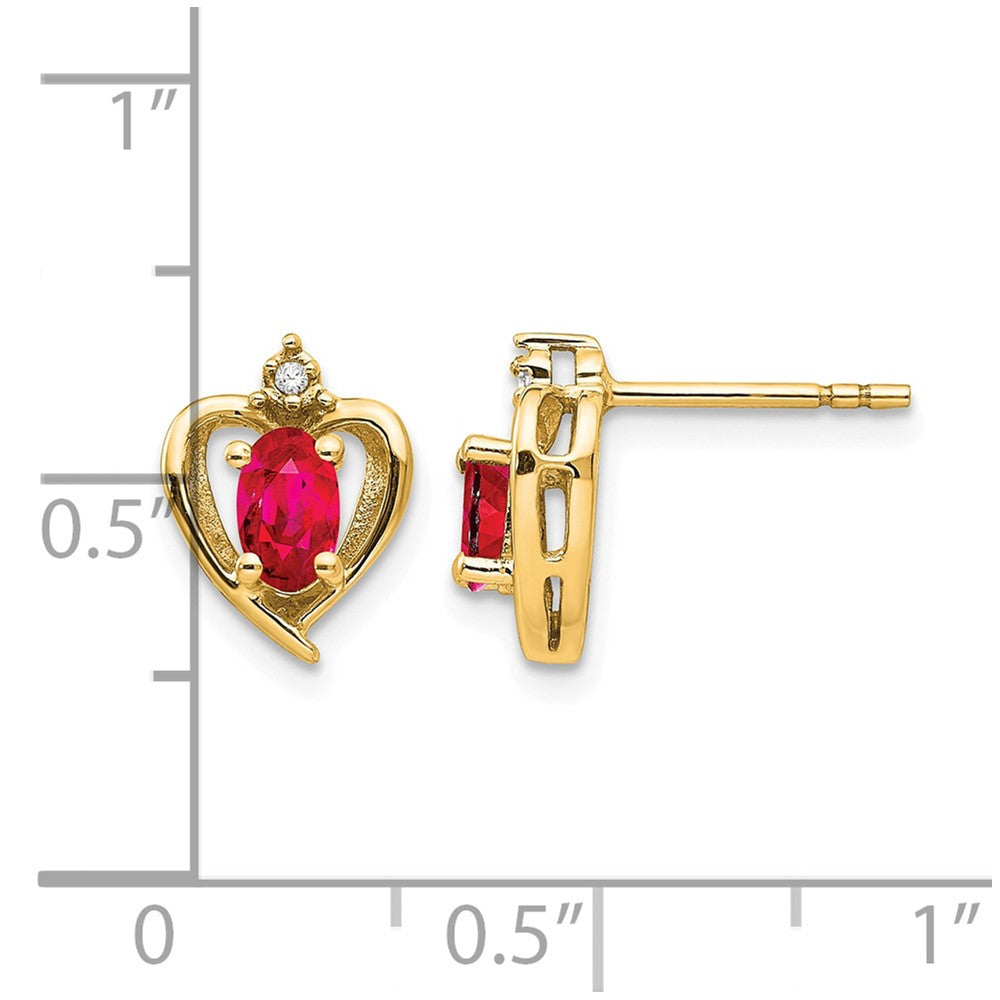 14k Ruby and Diamond Heart Earrings