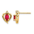 14k Ruby and Diamond Heart Earrings