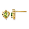 14k Peridot and Diamond Heart Earrings
