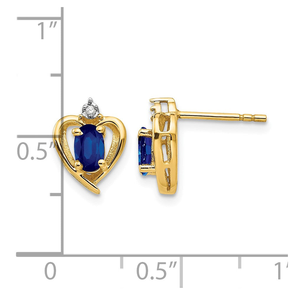 14k Sapphire and Diamond Heart Earrings