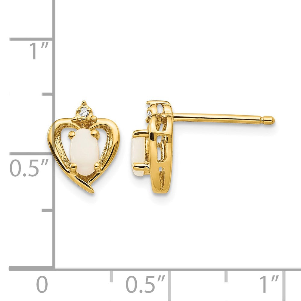 14k Opal and Diamond Heart Earrings