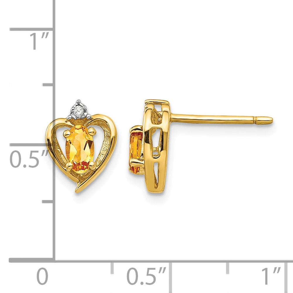 14k Citrine and Diamond Heart Earrings