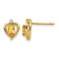 14k Citrine and Diamond Heart Earrings