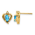 14k Blue Topaz and Diamond Heart Earrings