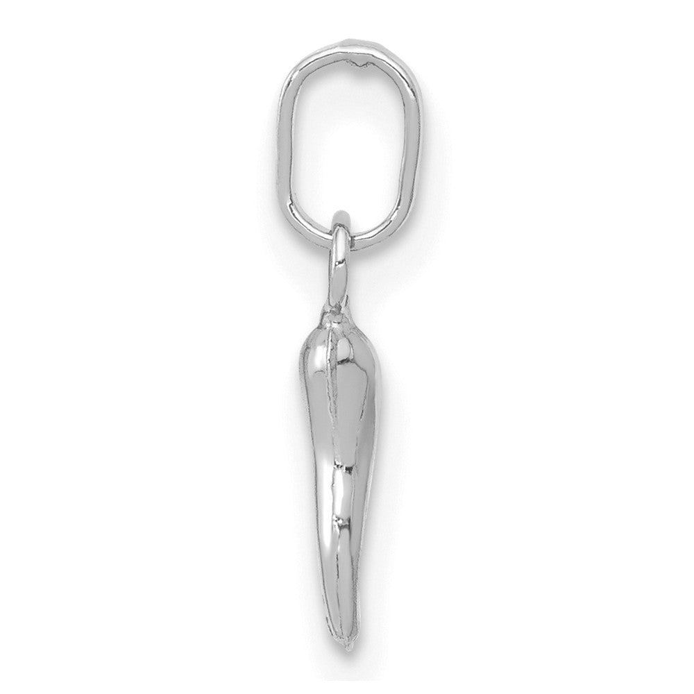 14k White Gold 3D Italian Horn Charm