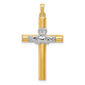 14k Two-tone Claddagh Cross Pendant