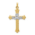14k Two-tone Claddagh Cross Pendant