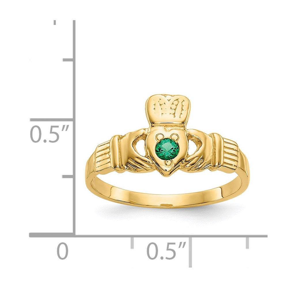 14k Green CZ Claddagh Ring