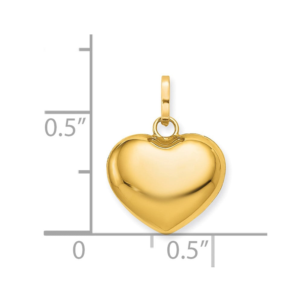 14K Polished 3-D Puffed Heart Pendant