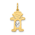 14K Girl 6x4 Oval Genuine White Topaz-April