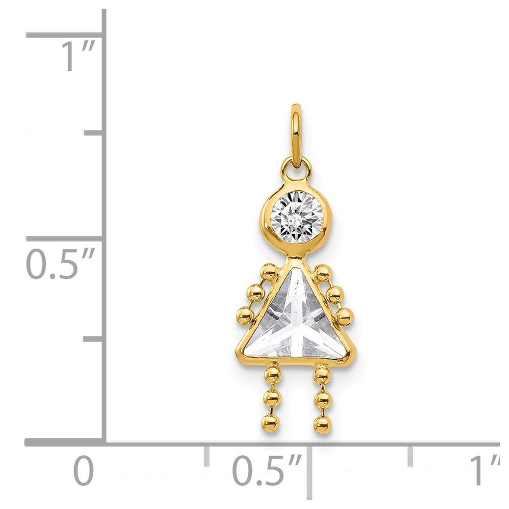 14k April Girl Birthstone Charm