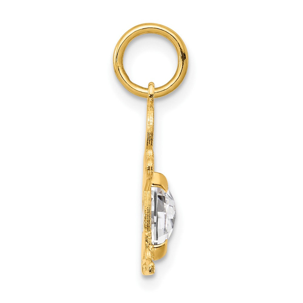 14K Boy 6x4 Oval Genuine White Topaz-April