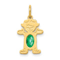 14K Girl 6x4 Oval Genuine Emerald-May