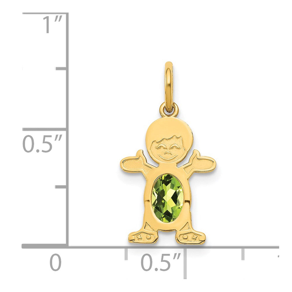 14K Boy 6x4 Oval Genuine Peridot-August
