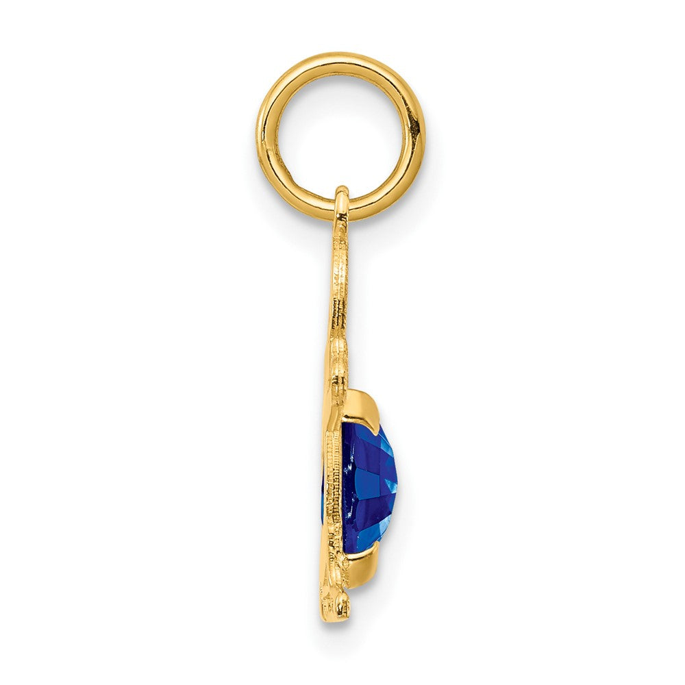 14K Boy 6x4 Oval Genuine Sapphire-September