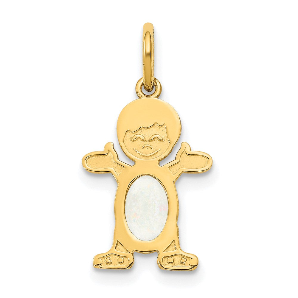 14K Boy 6x4 Oval Genuine Opal-October