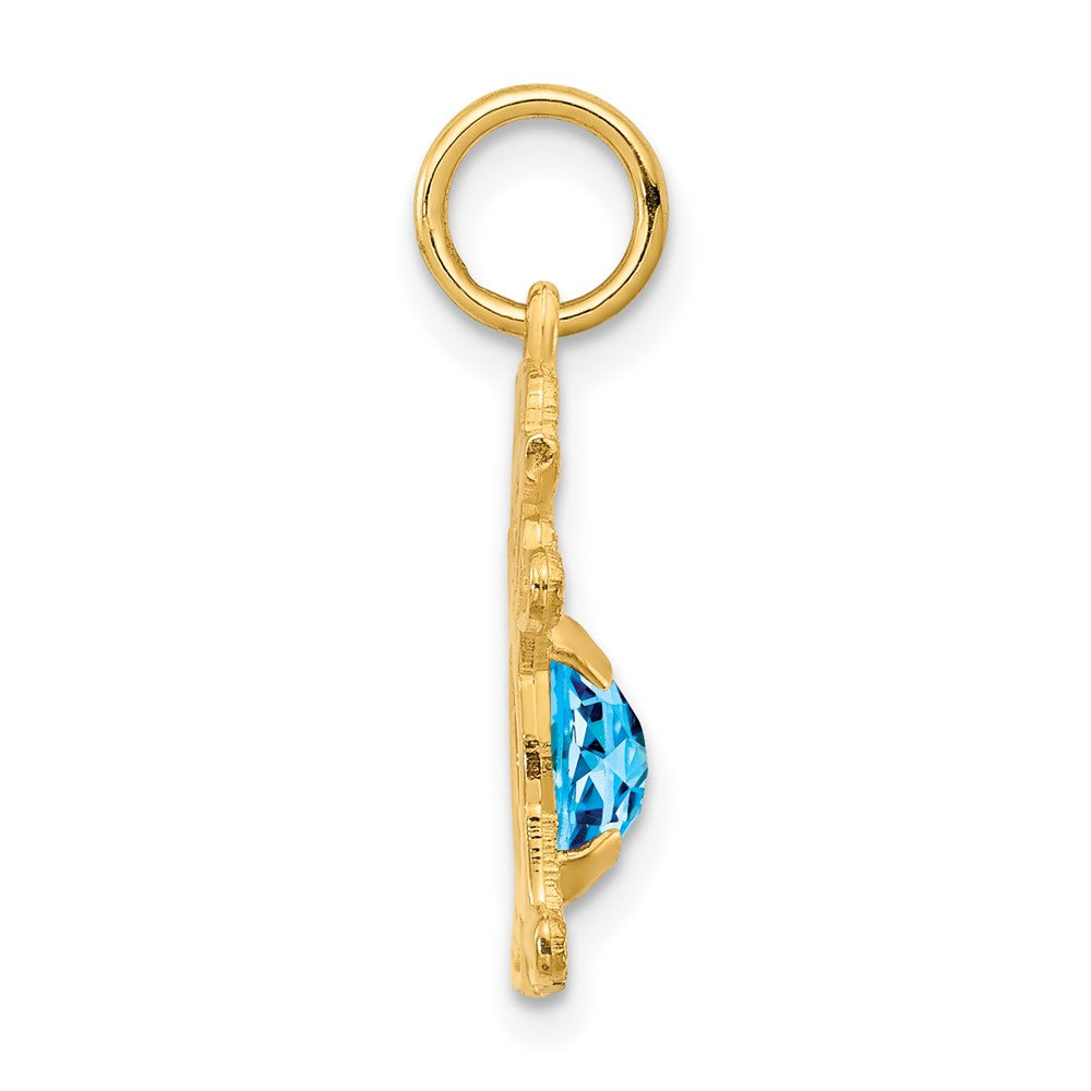 14K Girl 6x4 Oval Genuine Blue Topaz-December