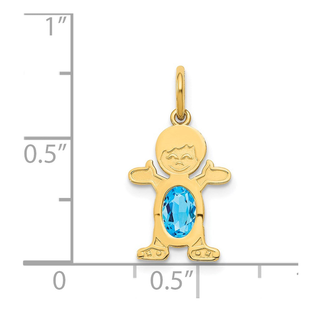 14K Boy 6x4 Oval Genuine Blue Topaz-December