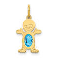 14K Boy 6x4 Oval Genuine Blue Topaz-December