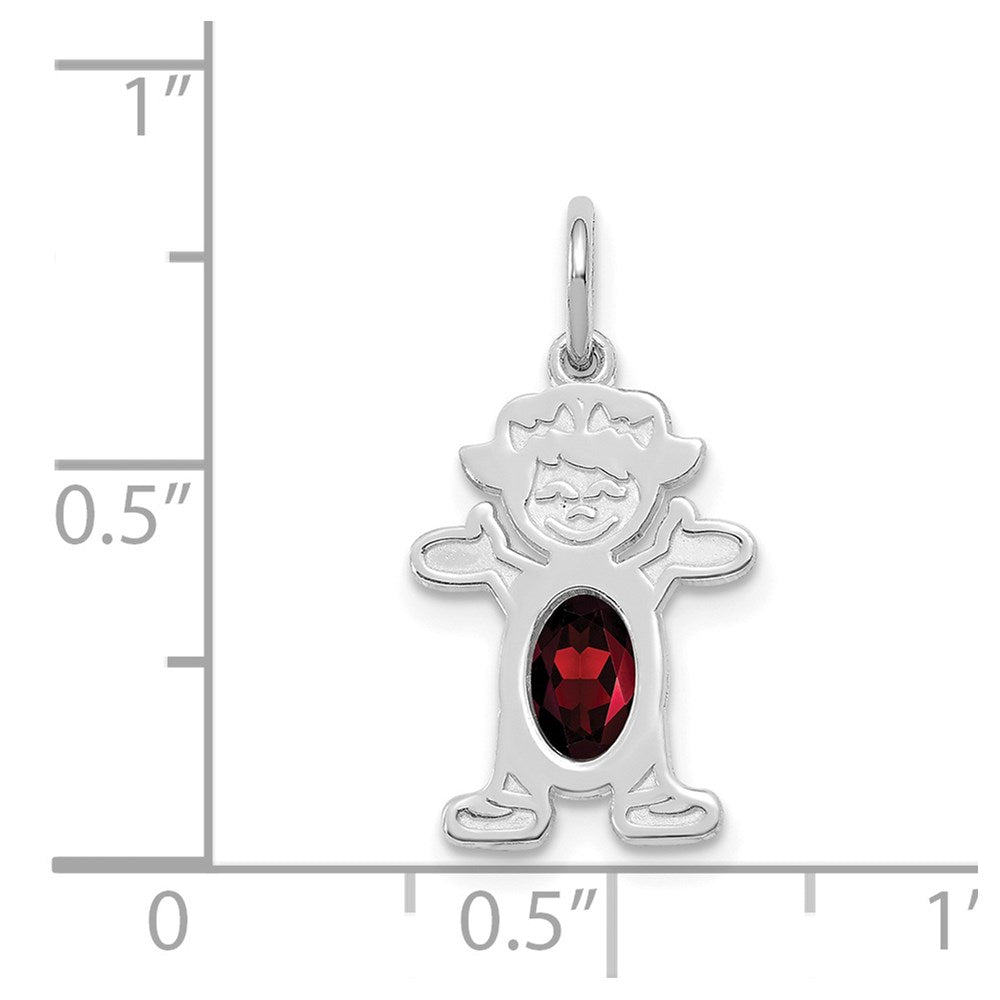 14K White Gold Girl 6x4 Oval Genuine Garnet-January