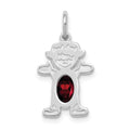 14K White Gold Girl 6x4 Oval Genuine Garnet-January