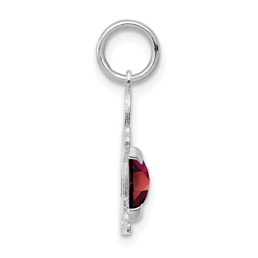 14K White Gold Boy 6x4 Oval Genuine Garnet-January