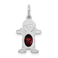 14K White Gold Boy 6x4 Oval Genuine Garnet-January