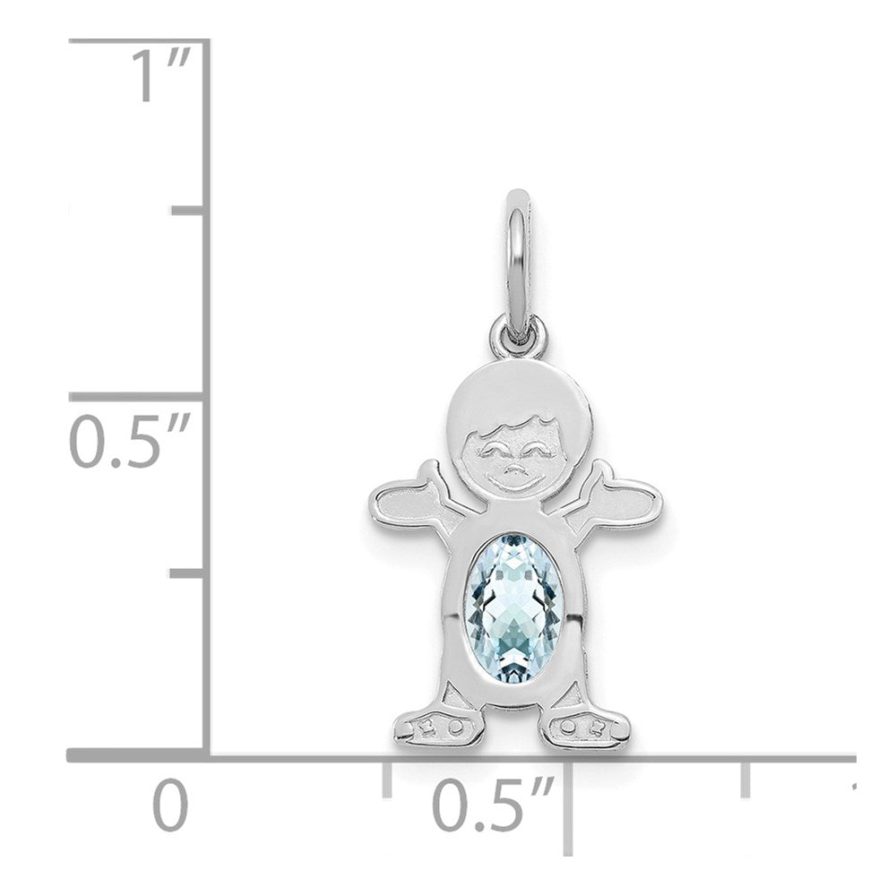 14K White Gold Boy 6x4 Oval Genuine Aquamarine-March