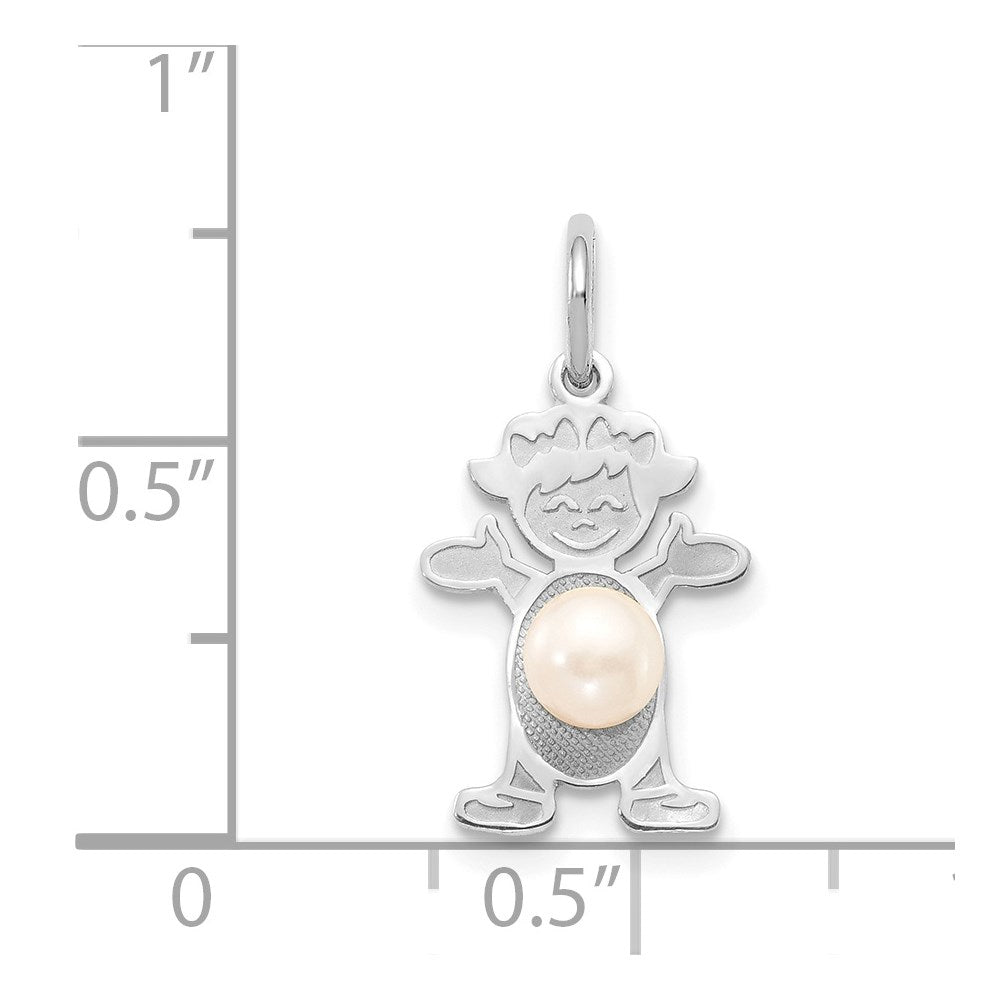 14K White Gold Girl 4mm FW Cultured Pearl-June