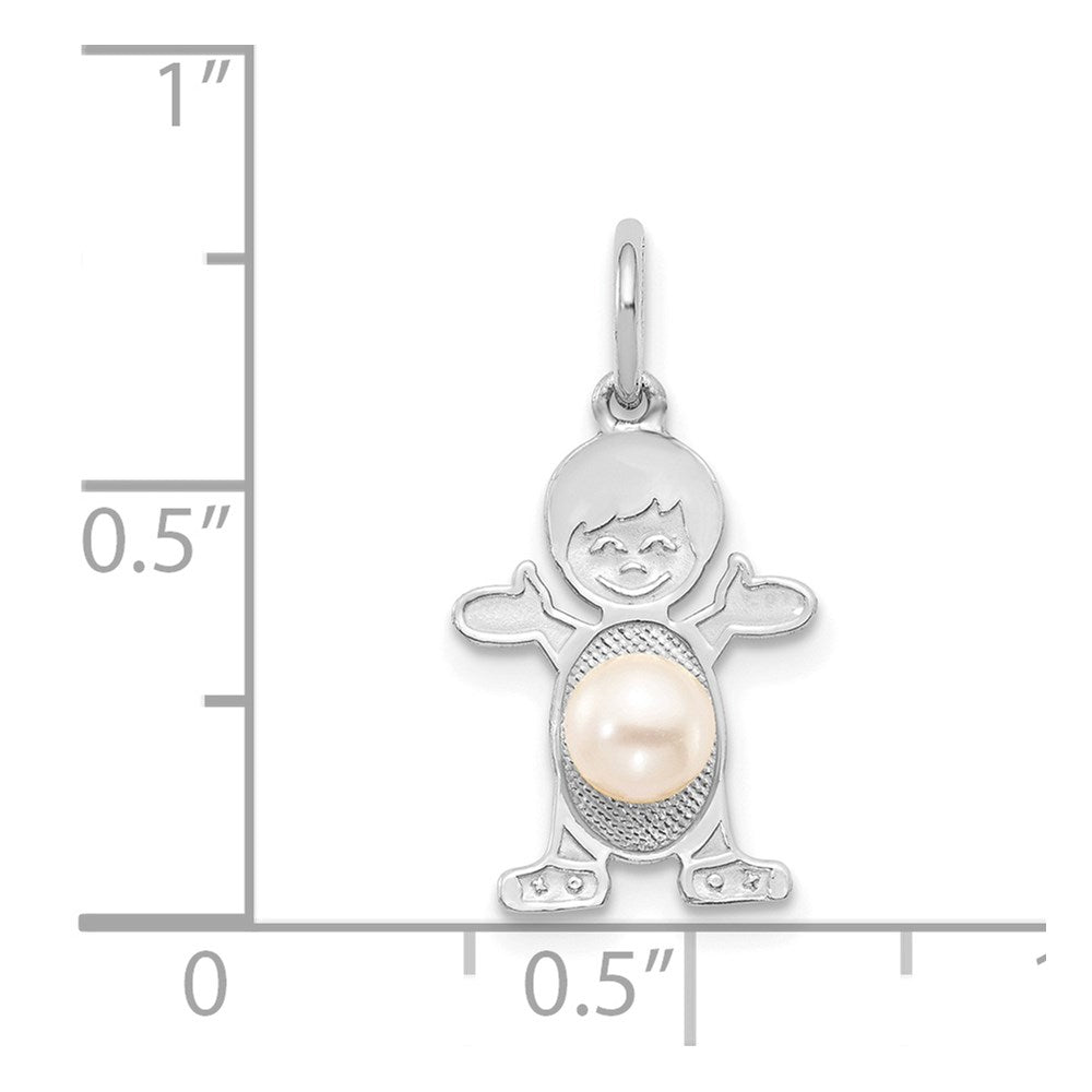 14K White Gold Boy 4mm FW Cultured Pearl-June