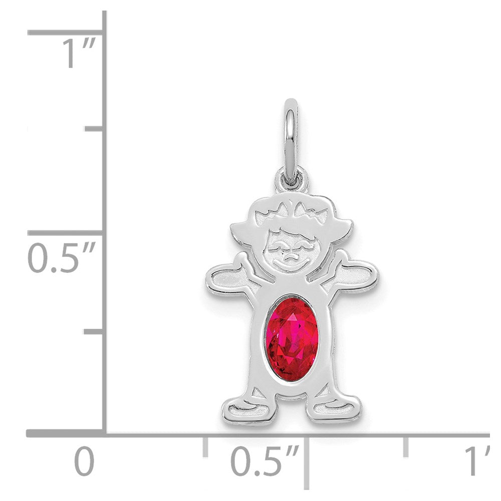14K White Gold Girl 6x4 Oval Genuine Ruby-July
